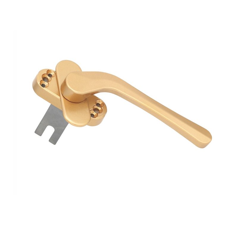 Lever handle with curved grip and fork drive